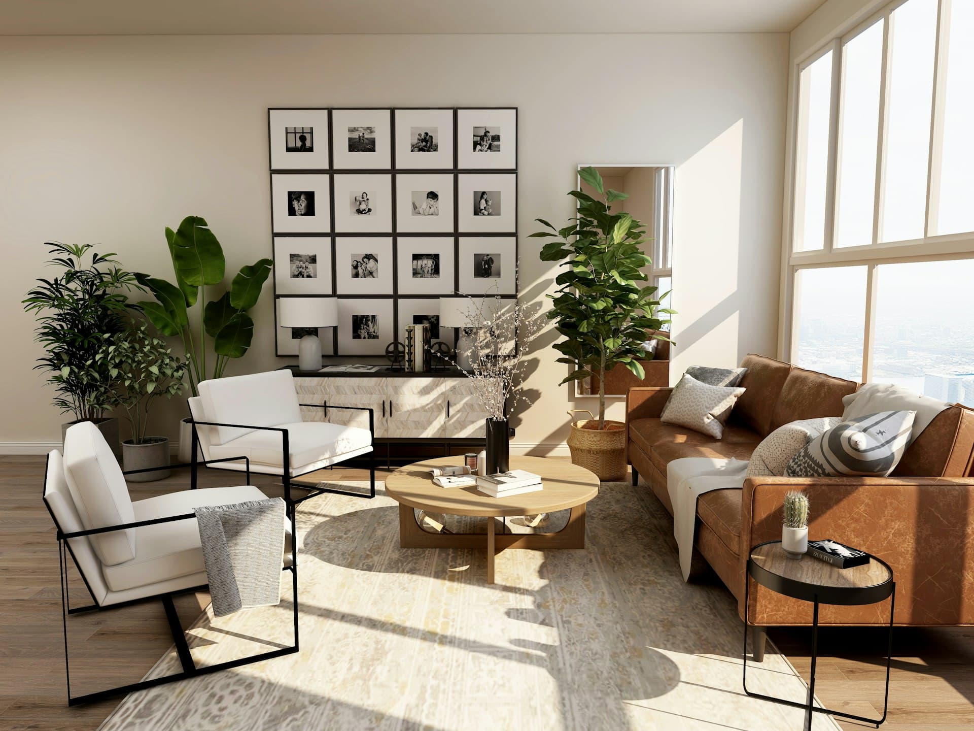 Bright living room in a finished home