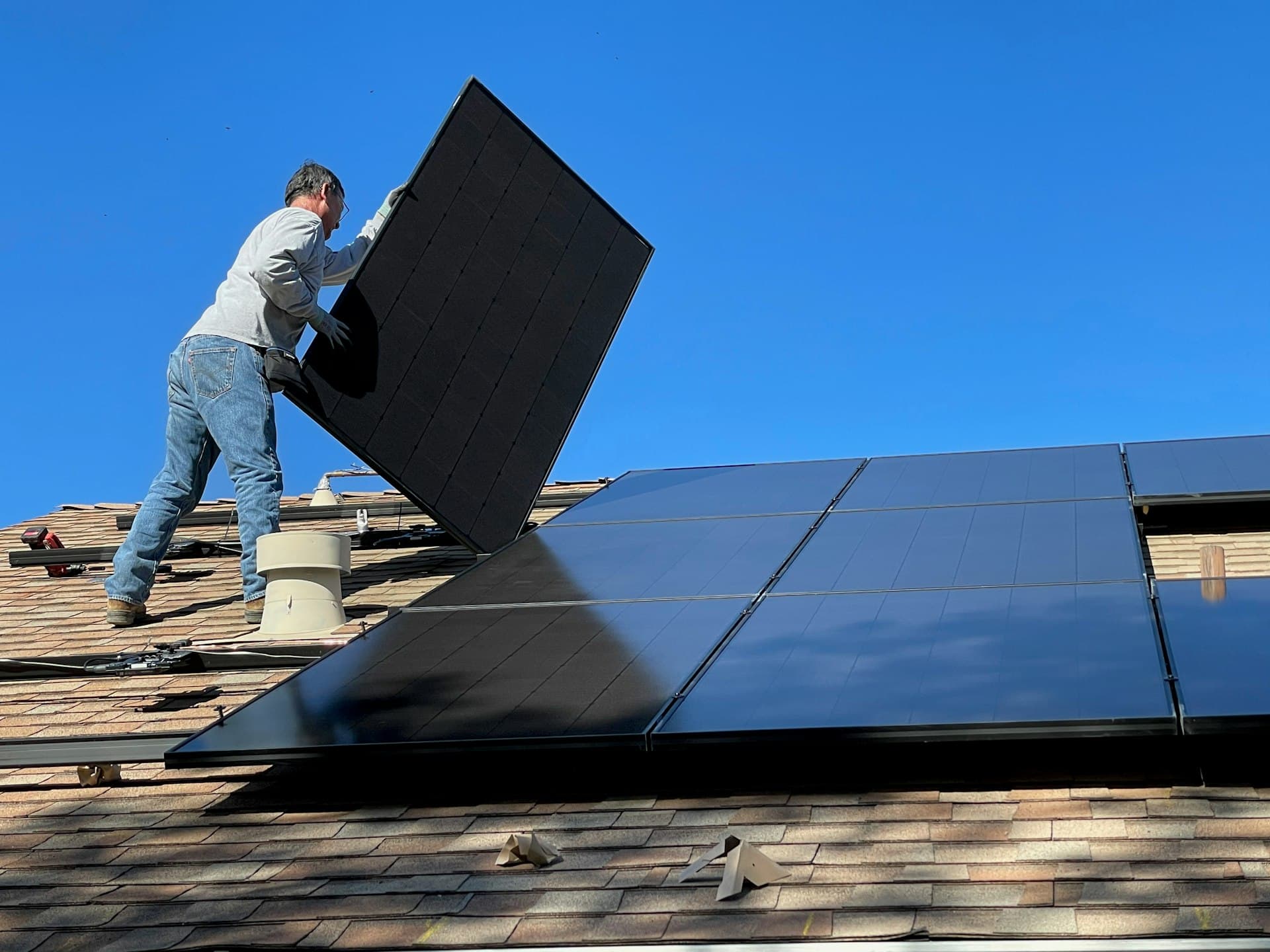 Solar panels on the roof of a New England home